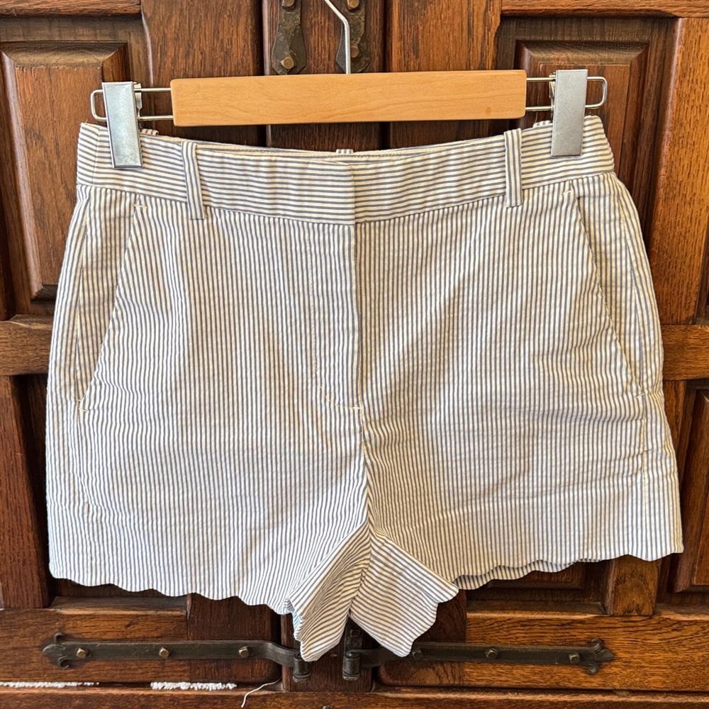 J. Crew High Waist Striped Shorts - Black and White